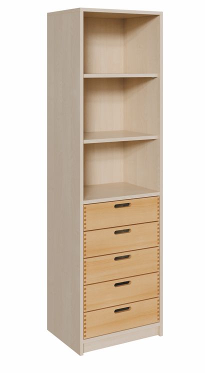 K Kombinationsschrank 180 cm, 5 Massivholzschübe/Regal